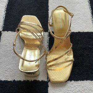 NIB Marc Fisher Hamora Gold Heeled Sandals